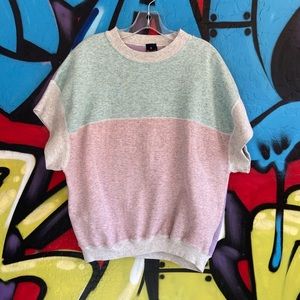 Women’s Vintage Short Sleeve Color Block Crewneck